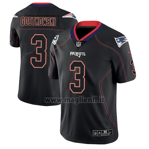 Maglia NFL Limited New England Patriots Stephen Gostkowski Nero Color Rush 2018 Lights Out